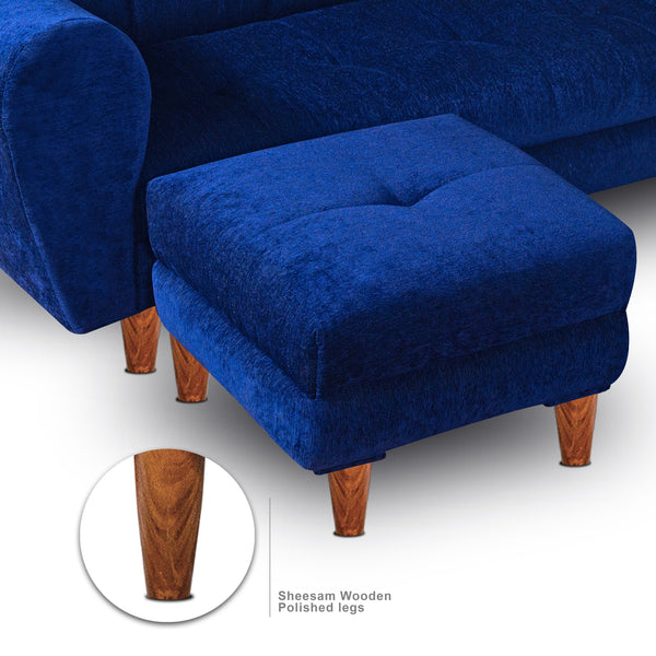 Milan 4 Seater with Ottoman- ( Premium Molfino Fabric- Blue )