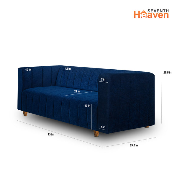 Tokyo 3 Seater Sofa - ( Premium Molfino Fabric- Blue )