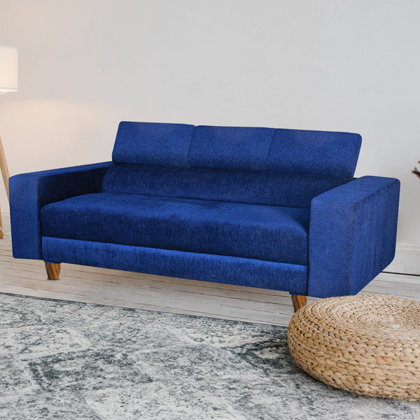 Berlin 3 Seater Sofa- ( Premium Molfino Fabric- Blue )