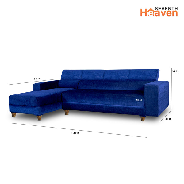 Berlin 6 Seater Sofa Right Corner- ( Premium Molfino Fabric- Blue )