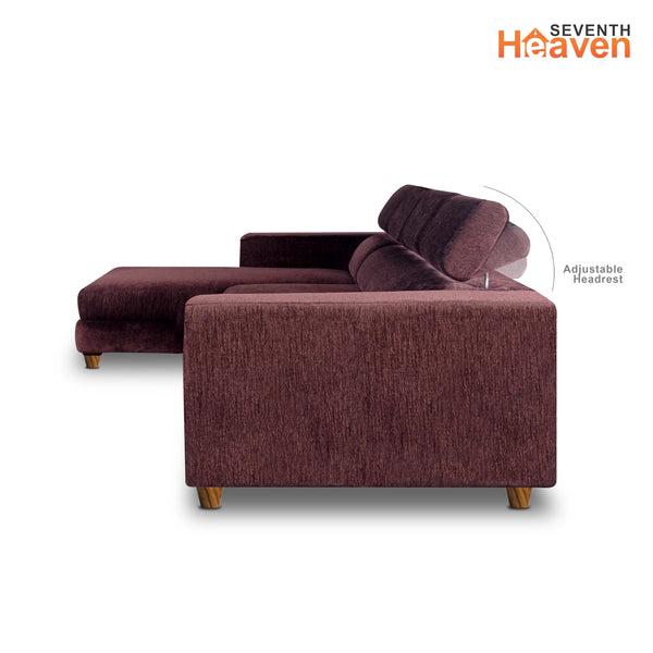 Berlin 6 Seater Sofa Left Corner- ( Premium Molfino Fabric- Brown )