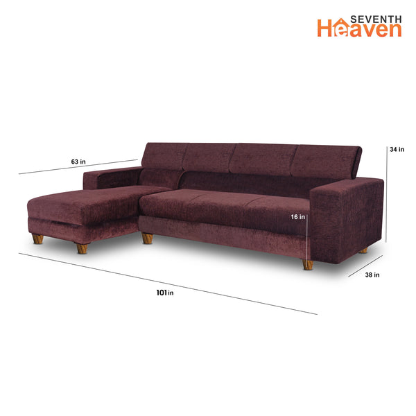 Berlin 6 Seater Sofa Left Corner- ( Premium Molfino Fabric- Brown )