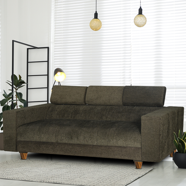 Berlin 3 Seater Sofa- ( Premium Molfino Fabric- Green )