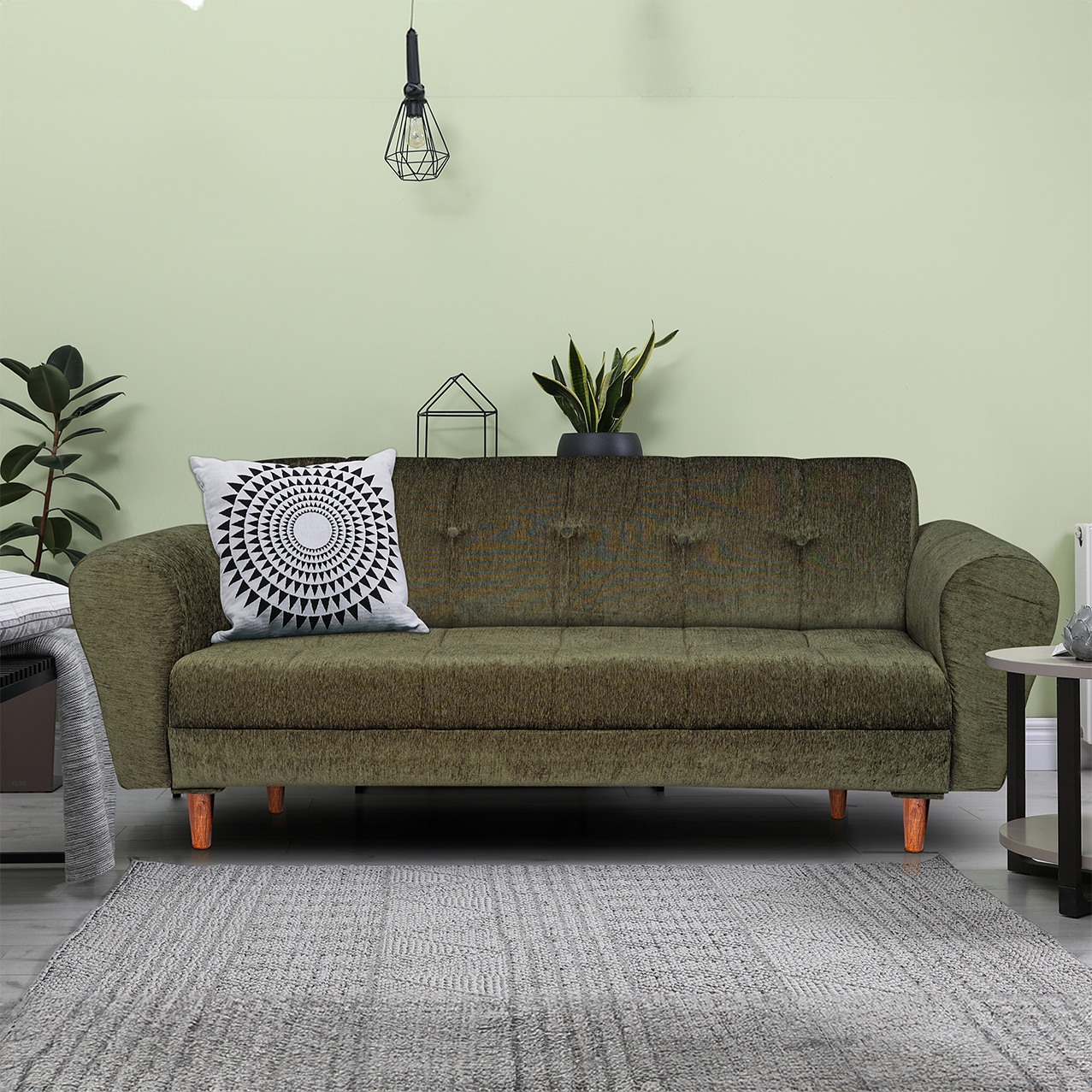 Milan 3 Seater Sofa - ( Premium Molfino Fabric- Green )