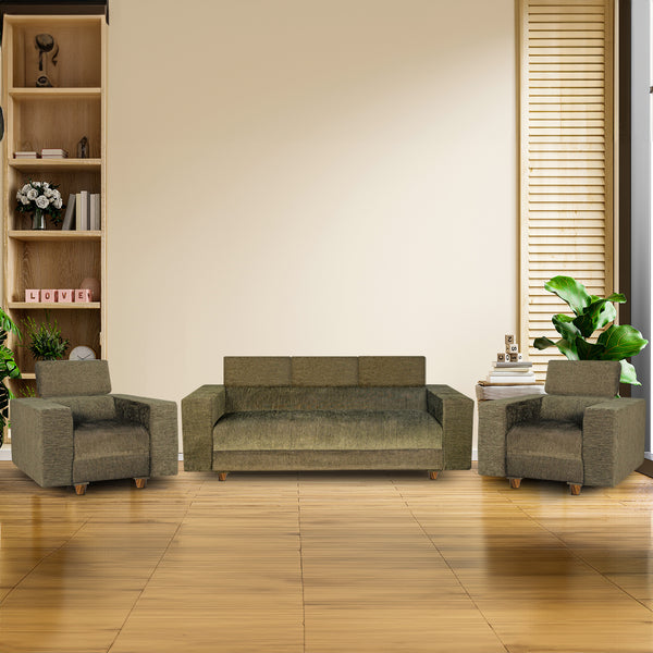 Berlin (3+1+1) Seater Sofa- ( Premium Molfino Fabric-Green )