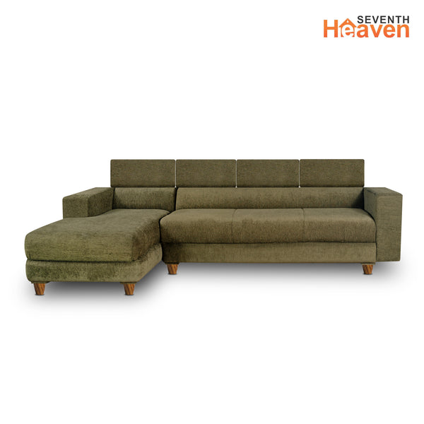 Berlin 6 Seater Sofa Left Corner- ( Premium Molfino Fabric- Green )