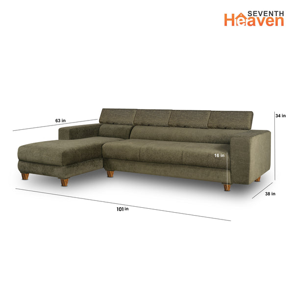 Berlin 6 Seater Sofa Left Corner- ( Premium Molfino Fabric- Green )