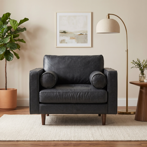 Vienna 1 Seater Sofa- ( Leatherette Fabric - Blue )