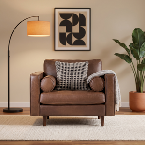 Vienna 1 Seater Sofa- ( Leatherette Fabric - Brown )