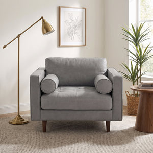 Vienna 1 Seater Sofa- ( Leatherette Fabric - Grey )