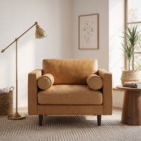 vienna 1 seater sofa with leatherette fabric finish color tan