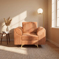 venice 1 seater sofa with plush suede fabric finish color beige