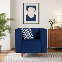 sydney 1 seater sofa plush suede fabric finish color blue