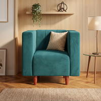 sydney 1 seater sofa plush suede fabric finish color teal