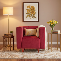 sydney 1 seater sofa plush suede fabric finish color maroon