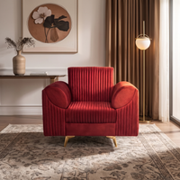 venice 1 seater sofa with plush suede fabric finish color maroon