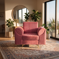 venice 1 seater sofa with plush suede fabric finish color peach