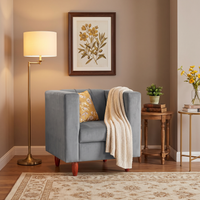 sydney 1 seater sofa plush suede fabric finish color grey