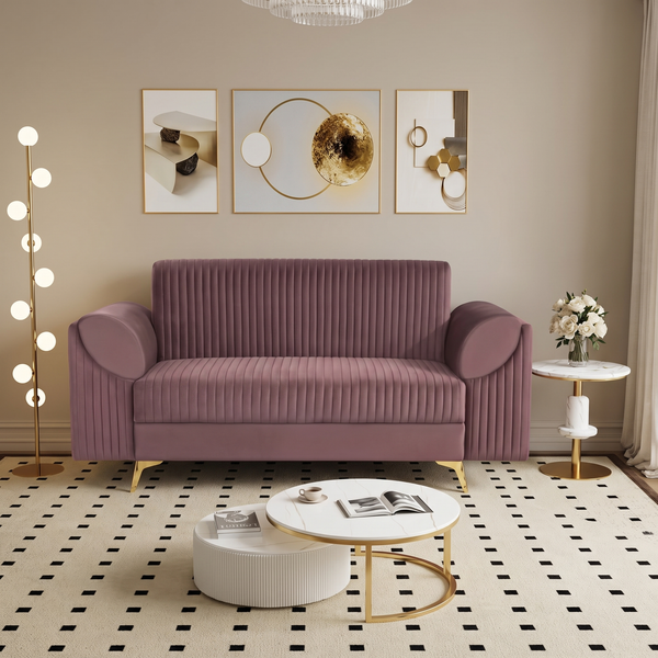 Venice 3 Seater Sofa- ( Plush Suede Fabric- Brown )
