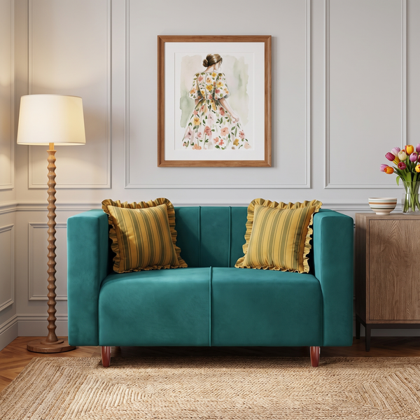 Sydney 2 Seater Sofa- ( Plush Suede Fabric- Teal )