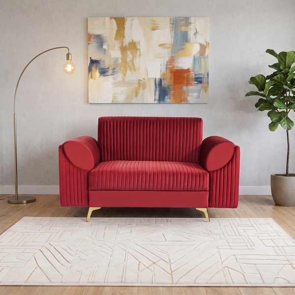 Venice 2 Seater Sofa - ( Plush Suede Fabric - Maroon )