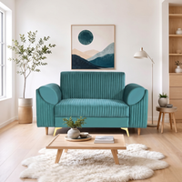 venice 2 seater sofa with plush suede fabric finish color teal