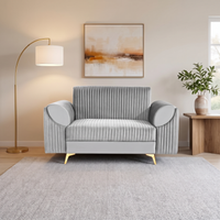 venice 2 seater sofa with plush suede fabric finish color grey