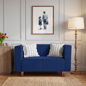 Sydney 2 Seater Sofa- ( Plush Suede Fabric- Blue )
