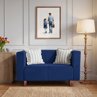 sydney 2 seater sofa plush suede fabric finish color blue