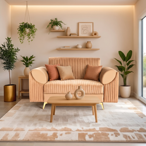 Venice 2 Seater Sofa - ( Plush Suede Fabric - Beige )