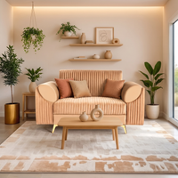 venice 2 seater sofa with plush suede fabric finish color beige