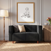 sydney 2 seater sofa plush suede fabric finish color black