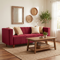 sydney 3 seater sofa plush suede fabric finish color maroon