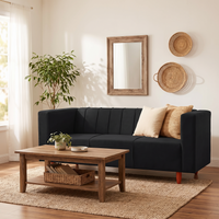 sydney 3 seater sofa plush suede fabric finish color black