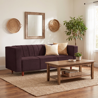 sydney 3 seater sofa plush suede fabric finish color brown