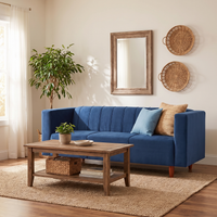 sydney 3 seater sofa plush suede fabric finish color blue