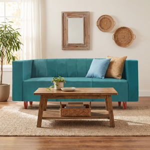 Sydney 3 Seater Sofa- ( Plush Suede Fabric- Teal )