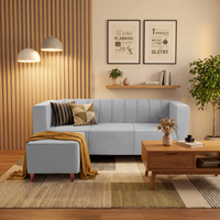 sydney 4 seater sofa set with ottoman plush suede fabric finish color grey