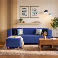 sydney 4 seater sofa set with ottoman plush suede fabric finish color blue