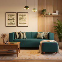 sydney 4 seater sofa set with ottoman plush suede fabric finish color sky teal