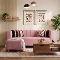 sydney 4 seater sofa set with ottoman plush suede fabric finish color peach