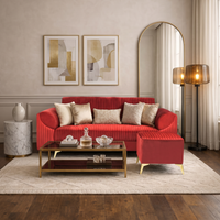 venice 4 seater sofa with ottoman plush suede fabric finish color maroon