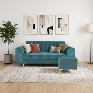 Venice 4 Seater Sofa with 1 Ottoman- ( Plush Suede Fabric- Teal )
