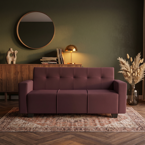 London 3 Seater Sofa- ( Plush Suede Fabric- Brown )
