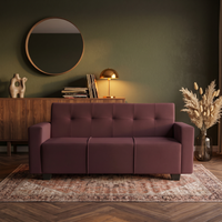 london 3 seater sofa with plush suede fabric color brown