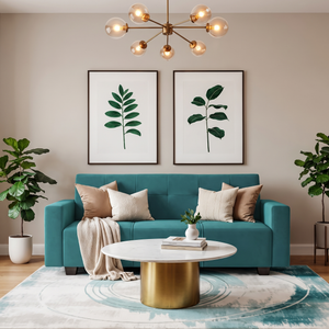 London 3 Seater Sofa- ( Plush Suede Fabric- Teal )