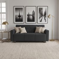 london 3 seater sofa with plush suede fabric color black