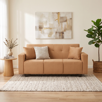 london 3 seater sofa with plush suede fabric color beige