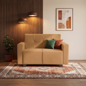 London 2 Seater Sofa- ( Plush Suede Fabric- Beige )