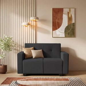 London 2 Seater Sofa- ( Plush Suede Fabric- Black )